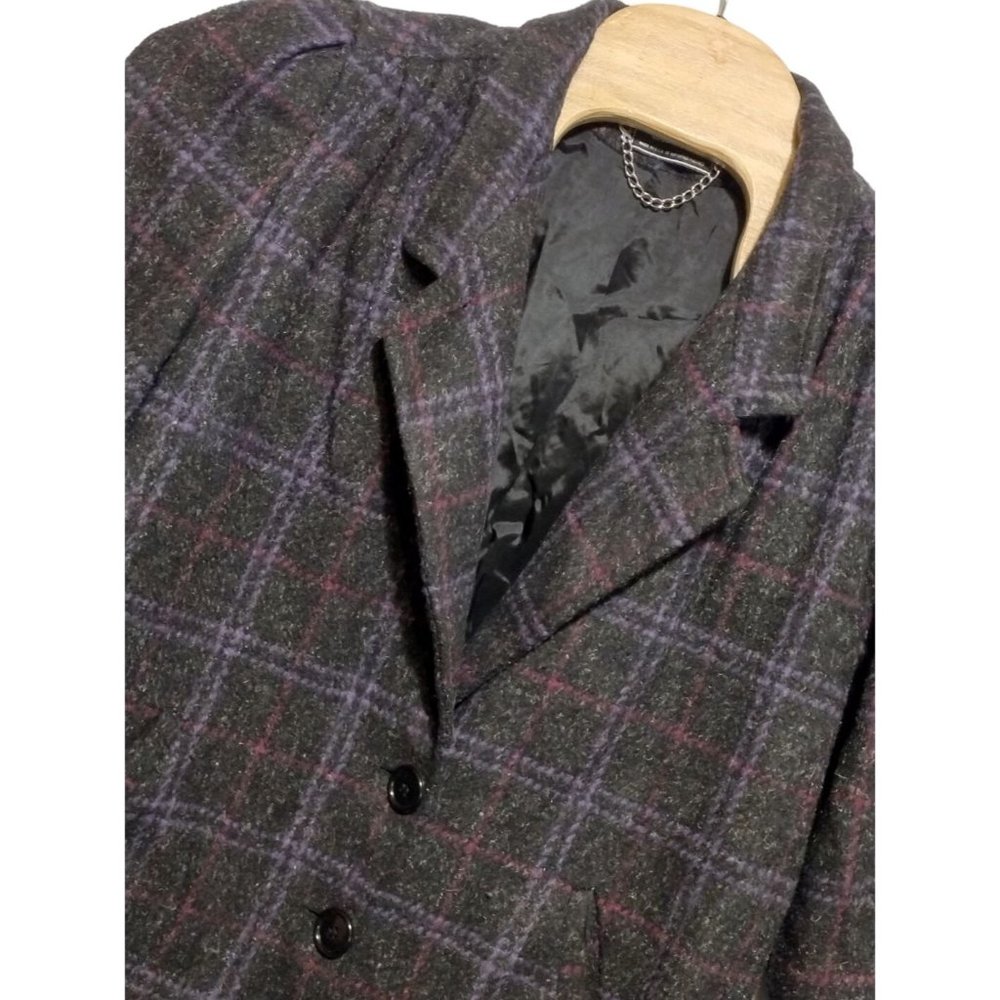 Karizma East LTD. Ladies Vintage‎ Black Plaid 90'S Pure Wool Luxury Size 14 Coat